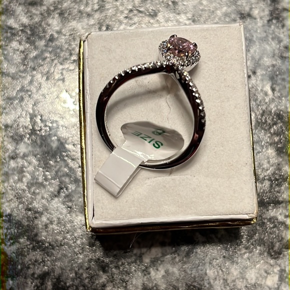 RBP2189 Unicorn- Girl Boss lab created pink and white topaz rhodium plated - Picture 3 of 4